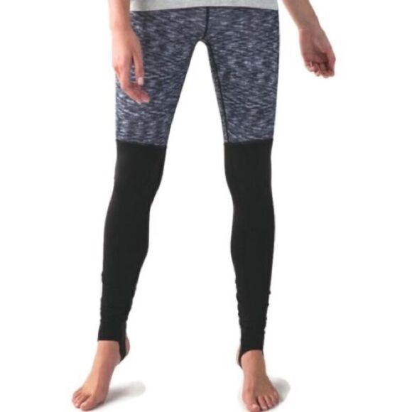 Lululemon Wunder Under Pant *Stirrup Dramatic Static White Black / Black C34 - Picture 5 of 12